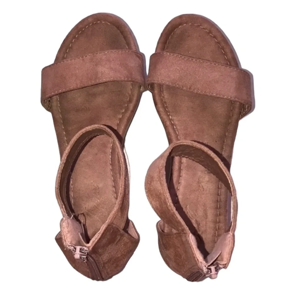 Dark Pink Suede Platform Sandal